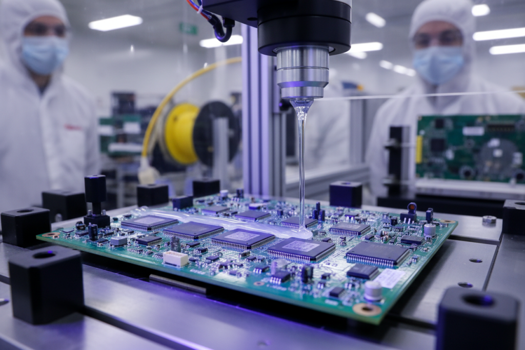 Conformal coating application on PCB assembly