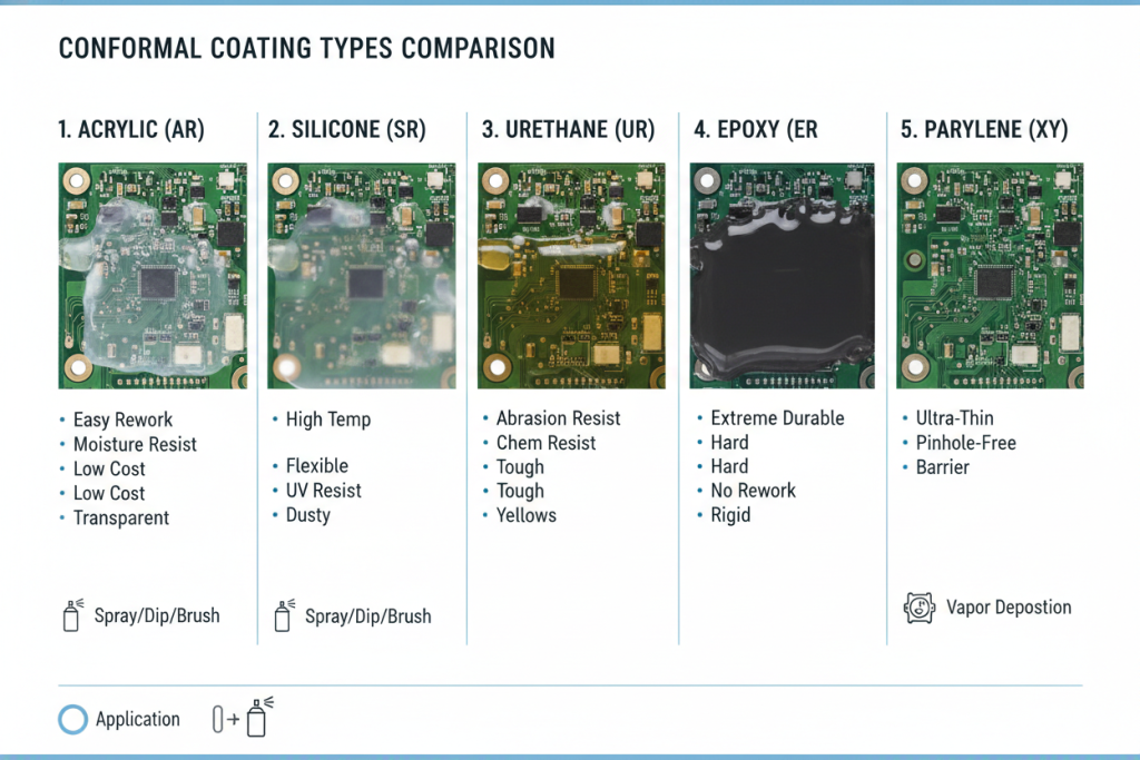 Conformal coating types comparison