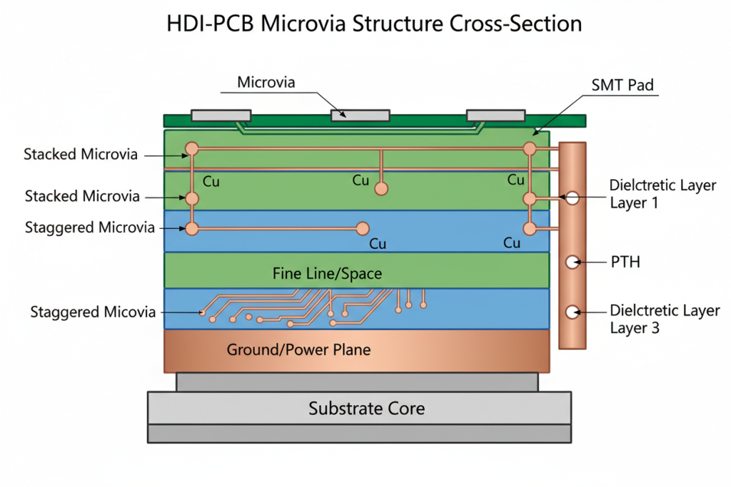 HDI-PCB-microvia-structure-cross-section-illustration