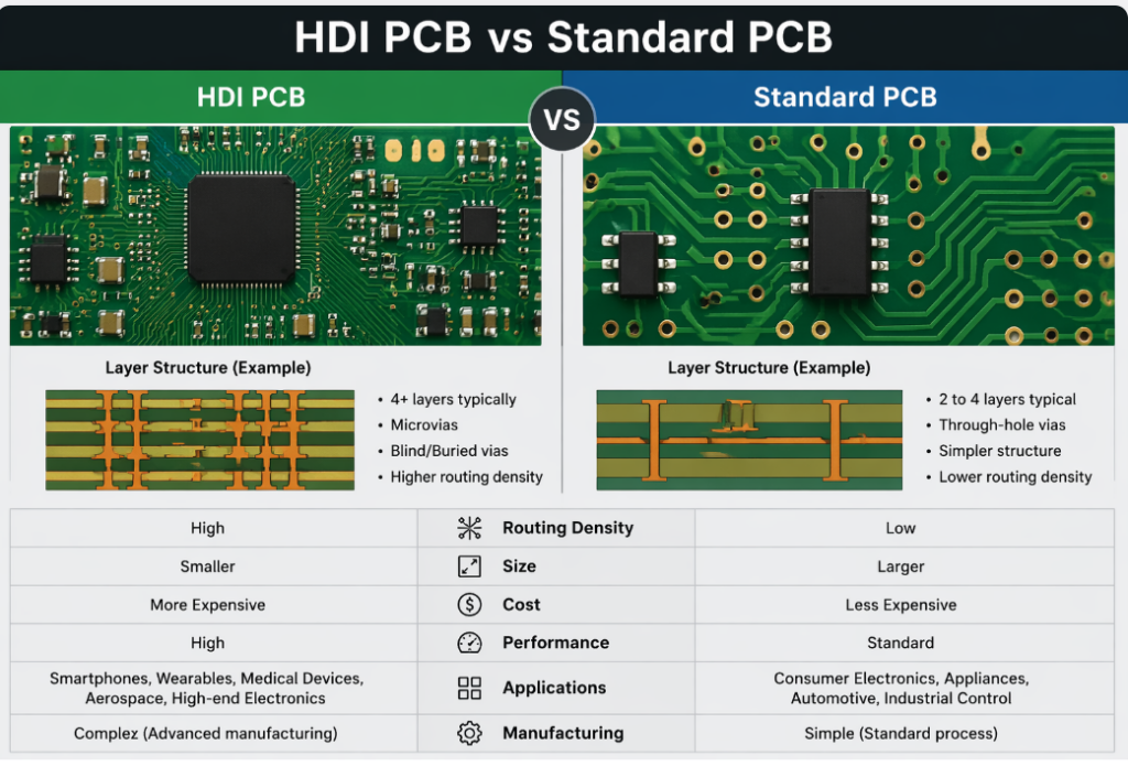 HDI PCB vs Standard PCB