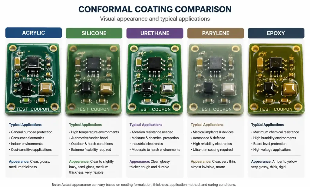 Five types of conformal coating materials for PCB protection in high humidity environments