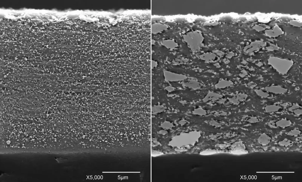 SEM cross-section comparison of Isola FR408HR and ITEQ IT-180A filler distribution