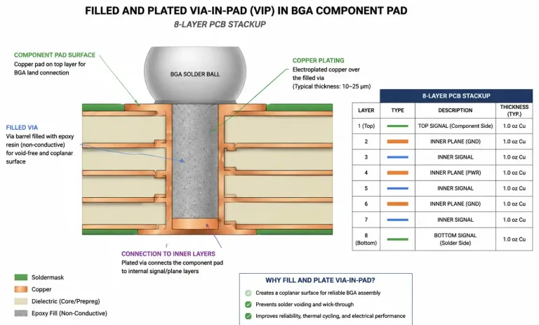 8 Layer PCB with Via-in-Pad: When and Why to Use This Technology