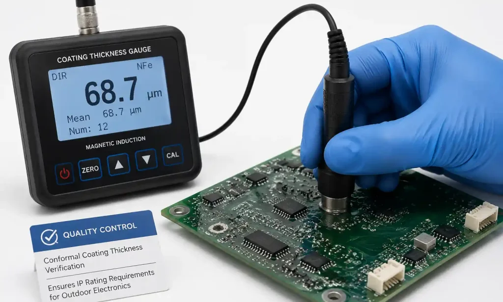 Coating thickness measurement using magnetic induction gauge