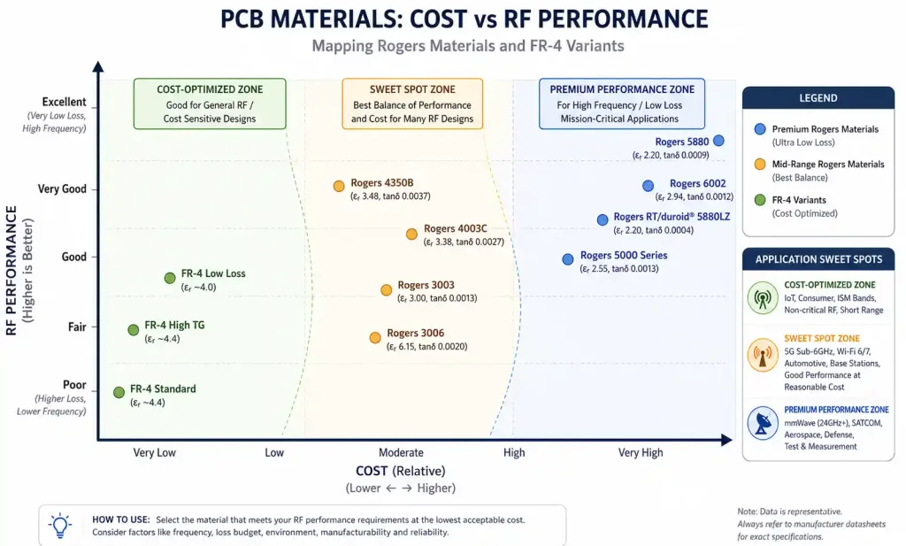 Rogers PCB cost vs performance trade-off analysis