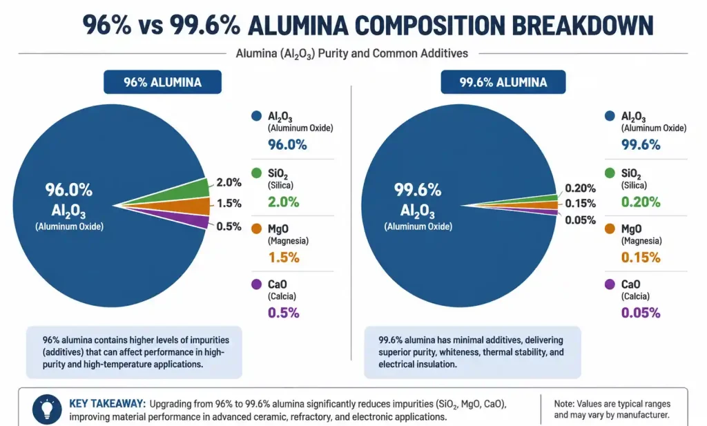 Alumina ceramic purity composition breakdown chart