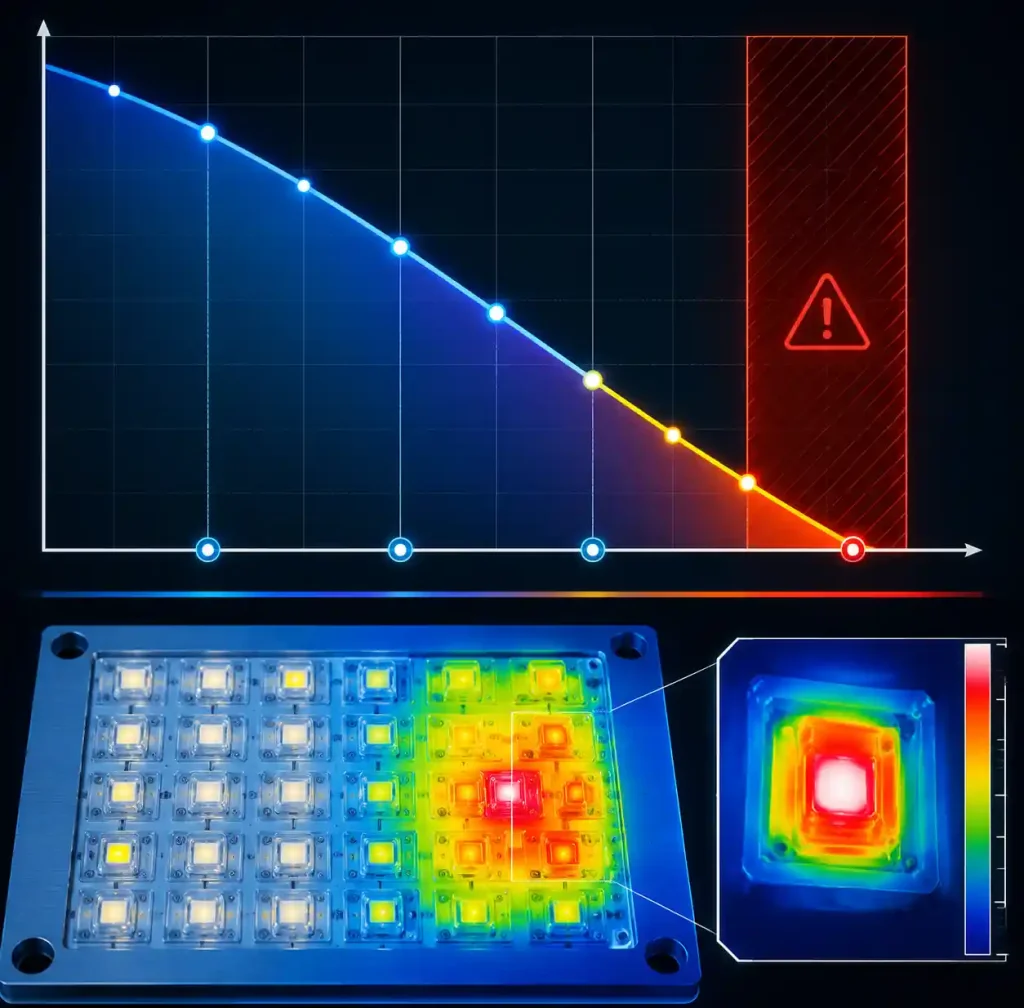 LED junction temperature impact on lifespan and thermal runaway in PCB design