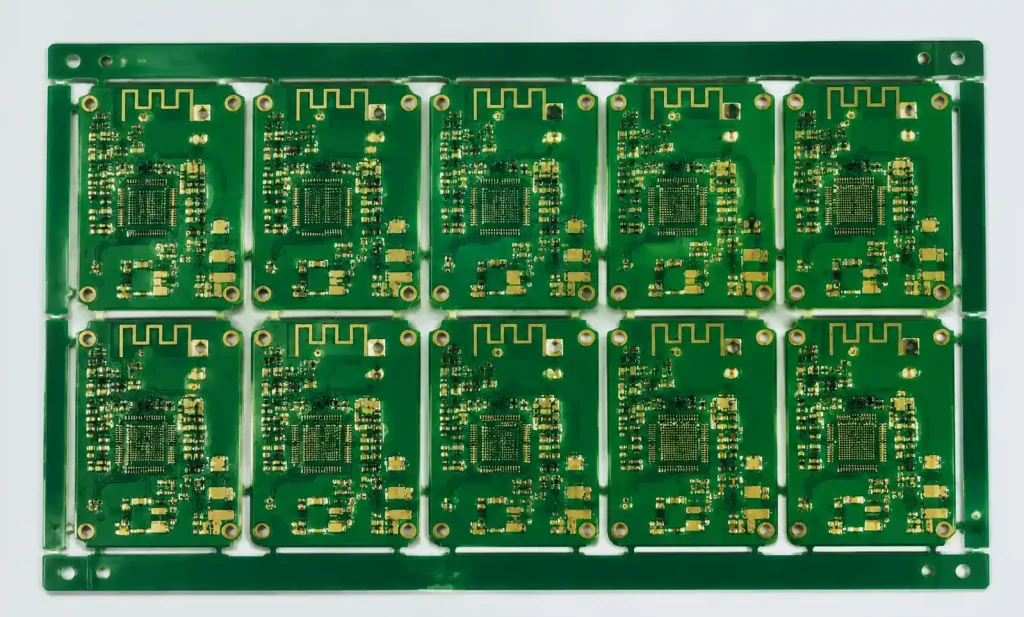 PCB Panel Array with Multiple Identical Boards and Breakaway Rails