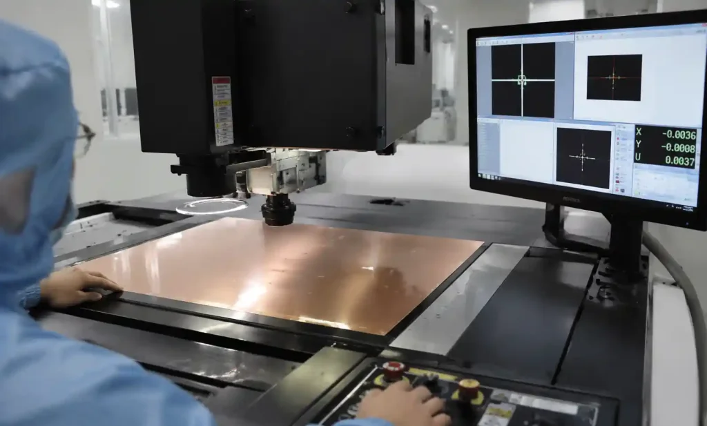 Optical alignment system measuring layer registration accuracy before PCB lamination