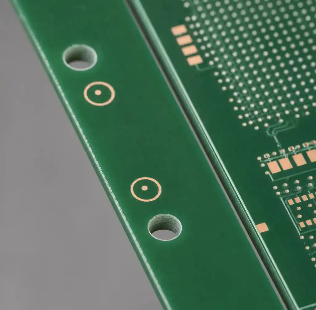 PCB Panel Breakaway Rail with Fiducial Marks and Tooling Holes