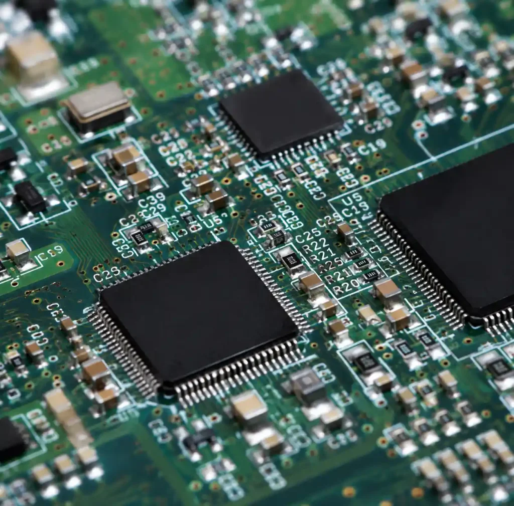 SMT component placement showing fine-pitch components and BGAs