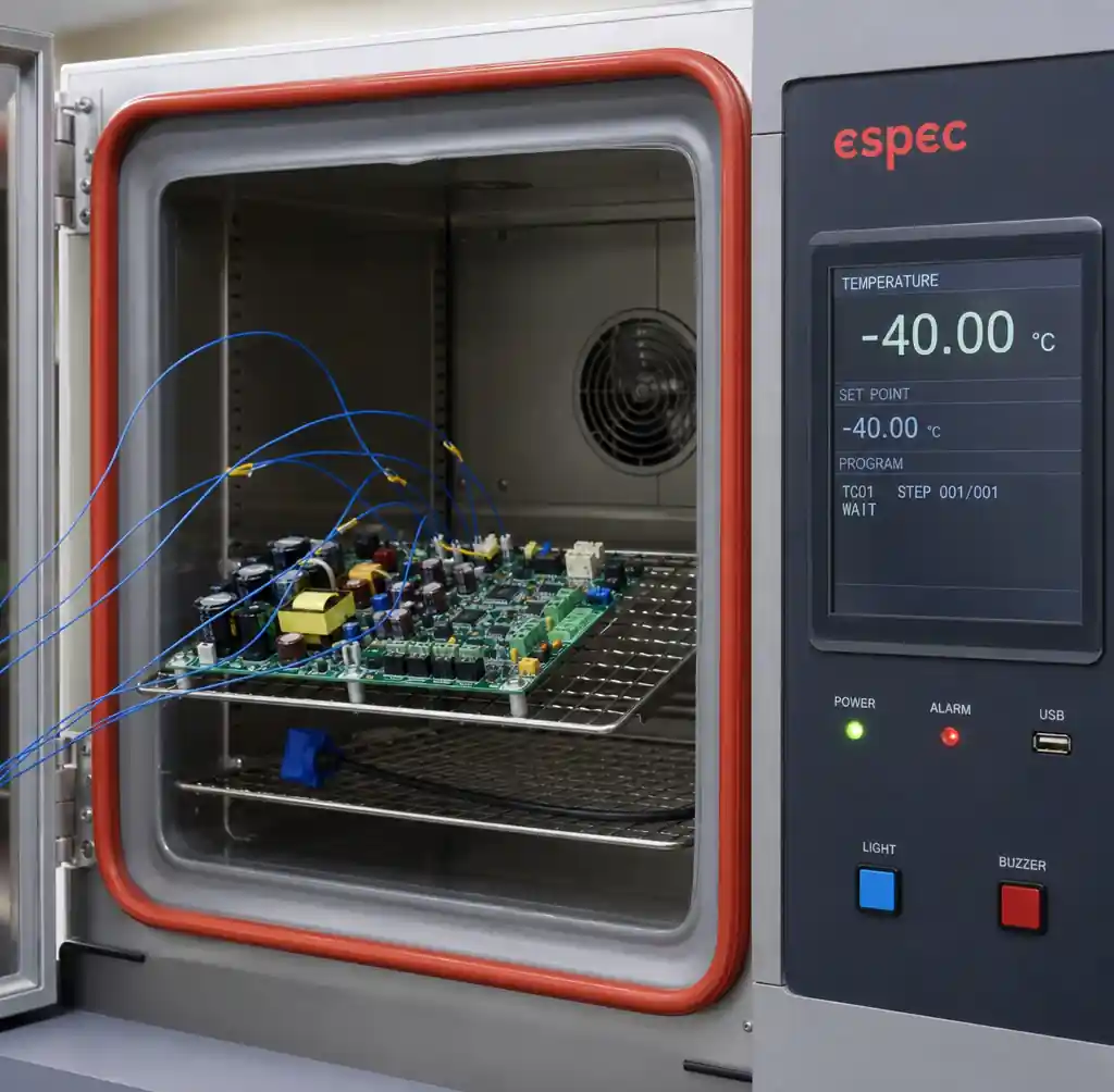 PCB temperature cycling test and thermal stress analysis
