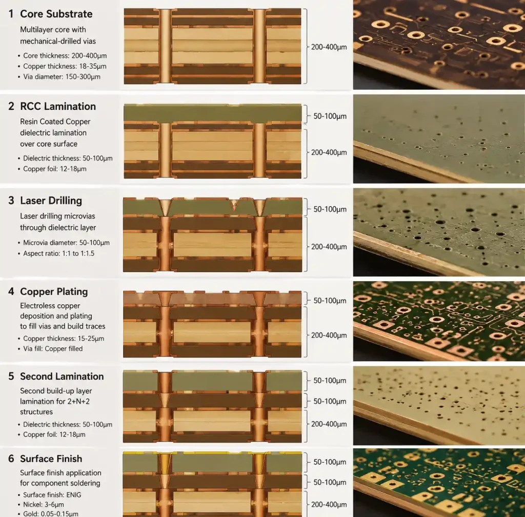 HDI PCB sequential build-up layer manufacturing process