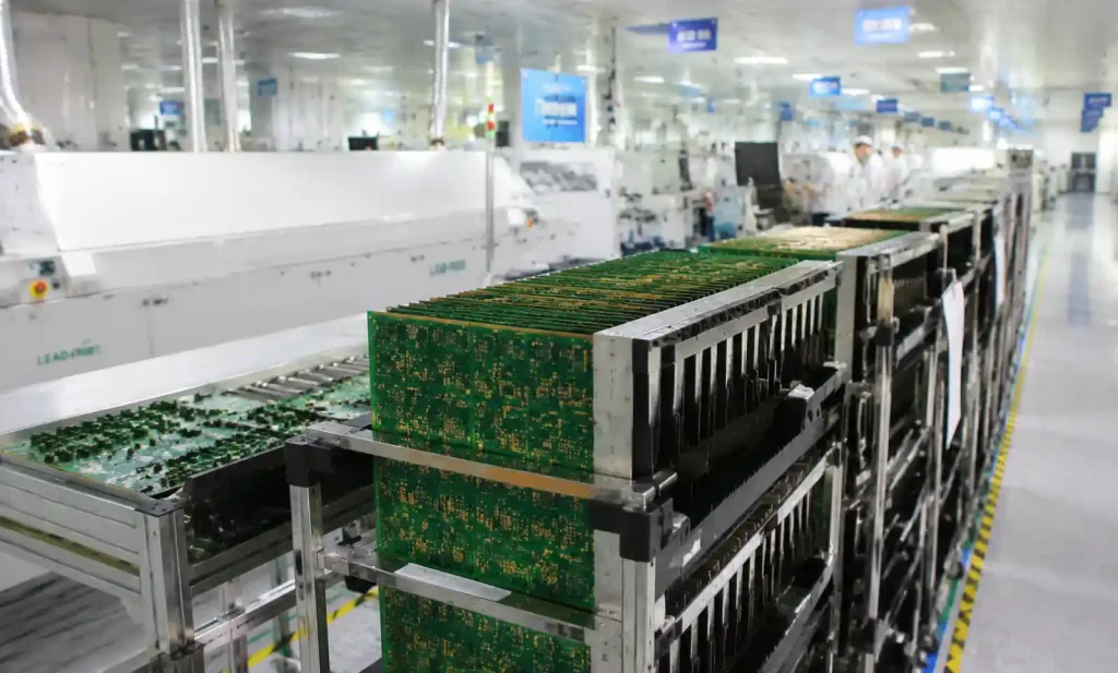 PCB production line showing manufacturing workflow and lead time management
