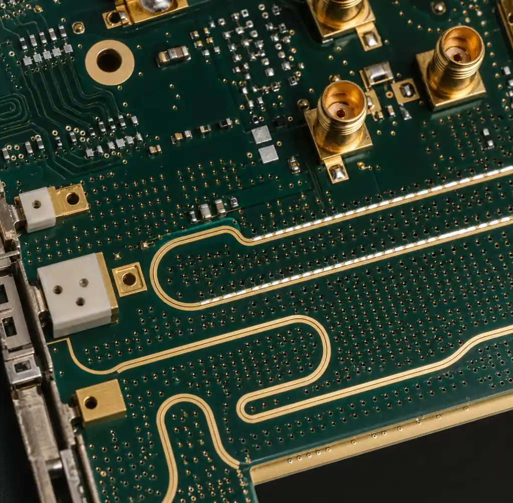 Microstrip transmission line with controlled impedance on PCB