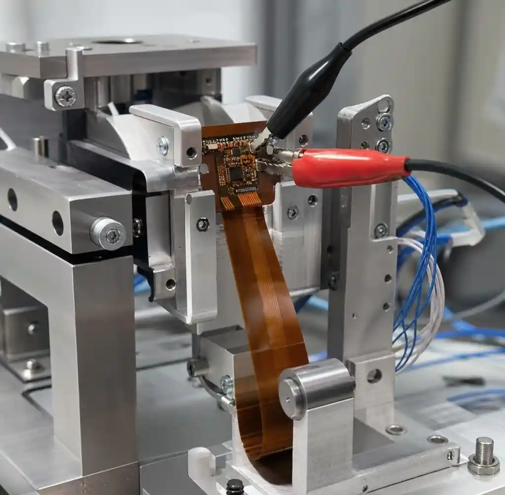 Flex PCB Undergoing Dynamic Bend Cycle Testing