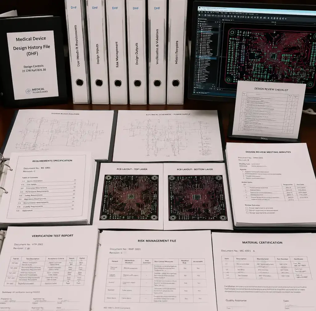 Medical device PCB design documentation and Design History File for FDA compliance