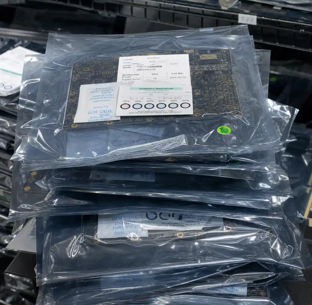 PCB boards in vacuum sealed moisture barrier bags for shelf life preservation