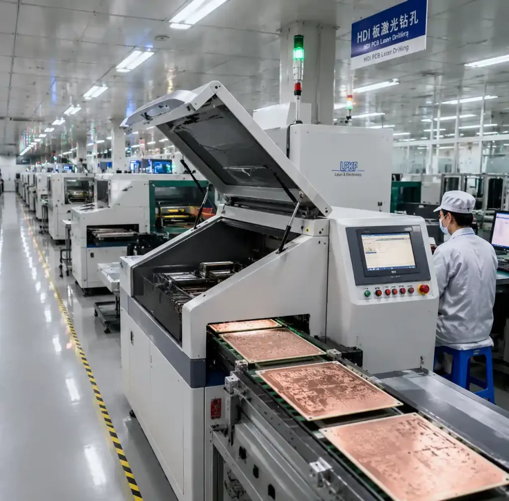 HDI PCB manufacturing production line and workflow