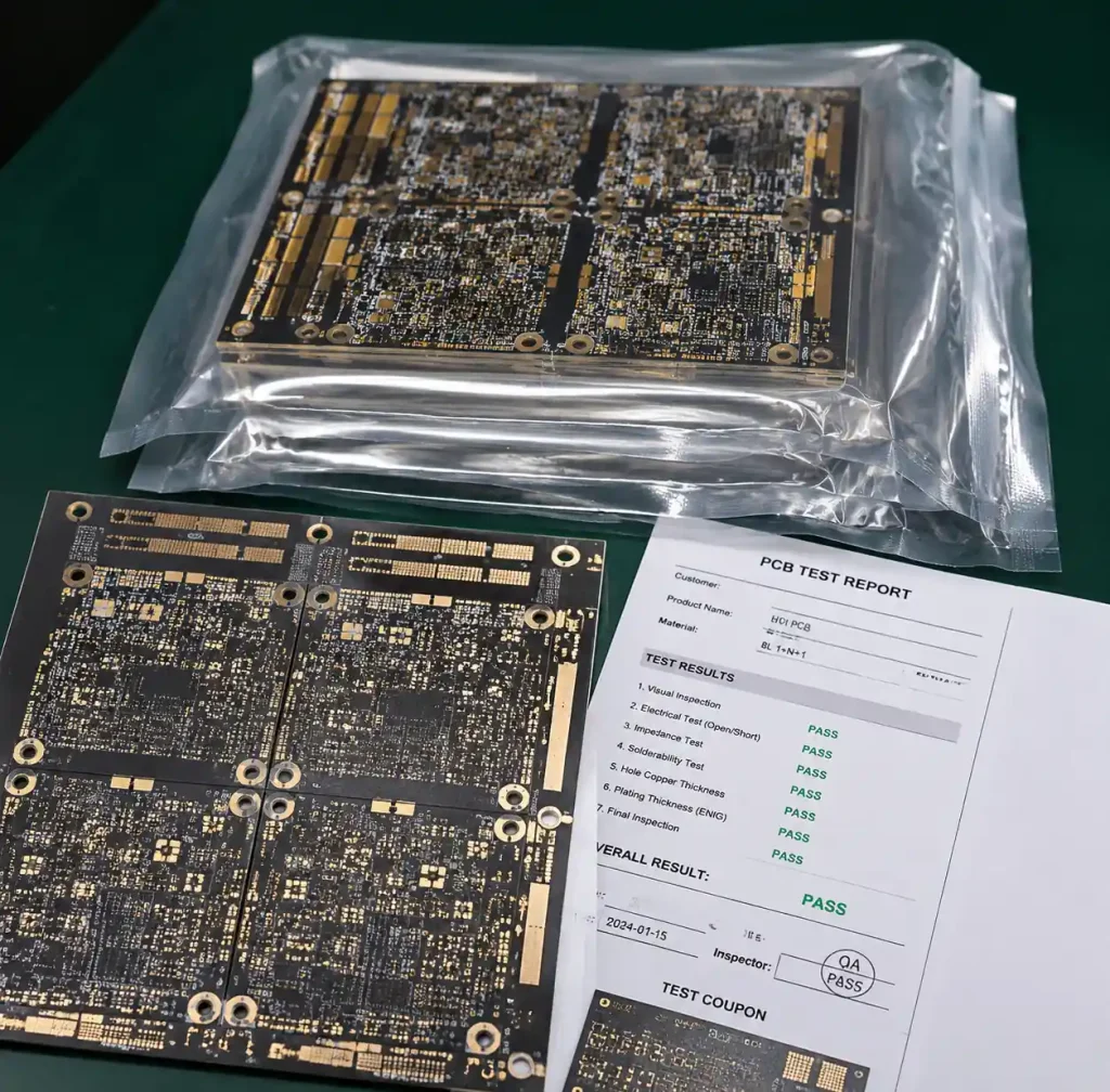 Finished HDI PCBs packaged and ready for shipment