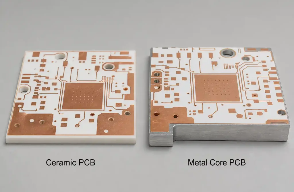 Ceramic PCB and metal core PCB comparison for thermal management selection