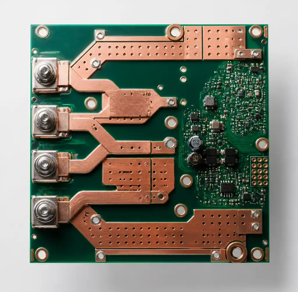 High-power PCB with heavy copper traces for EV charging station