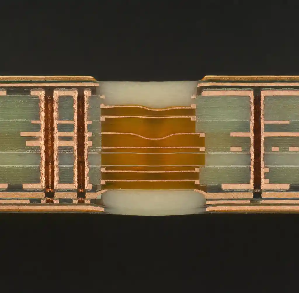 Rigid Flex PCB Cross-Section Showing Layer Construction