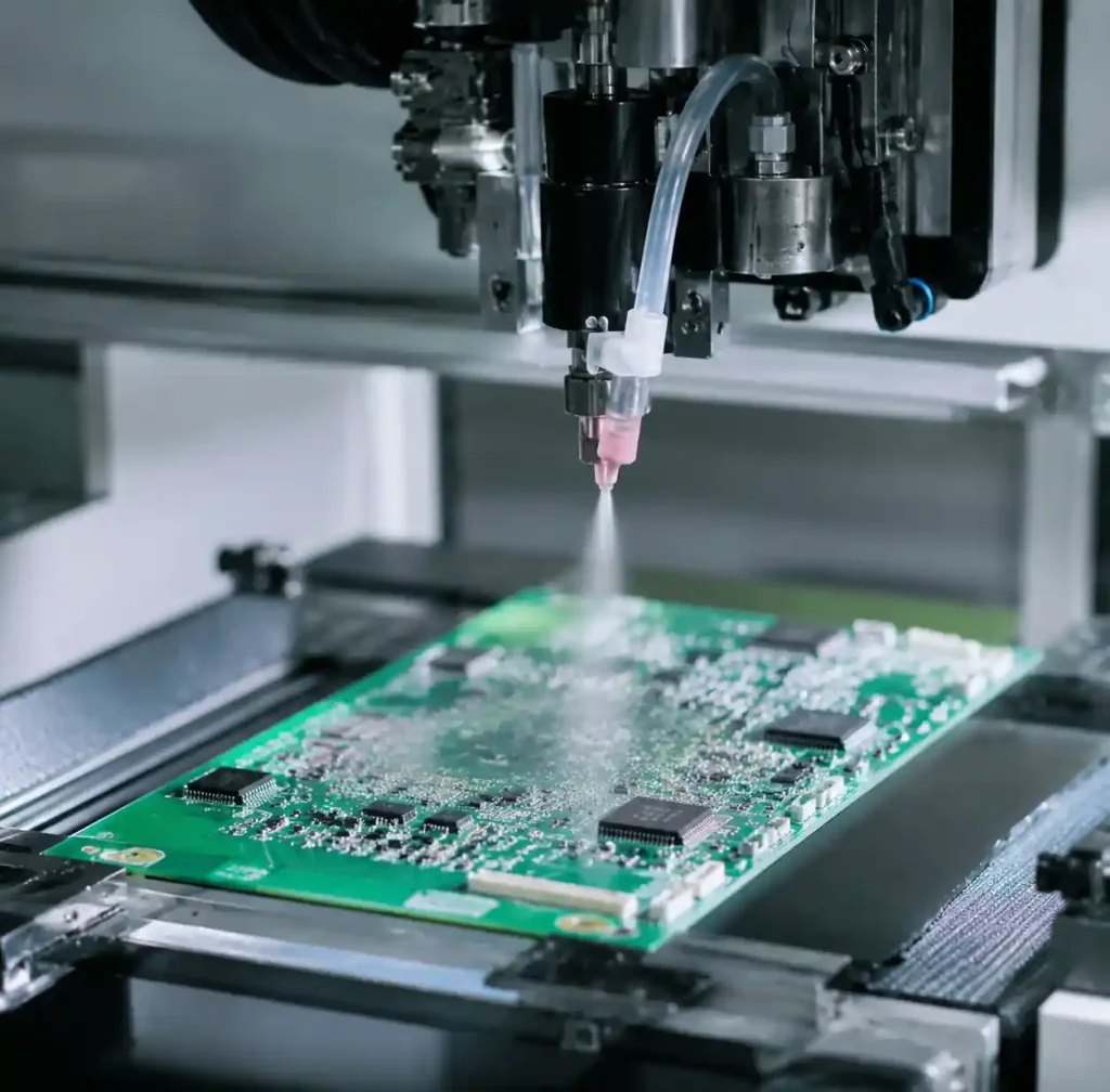 Acrylic conformal coating application on PCB