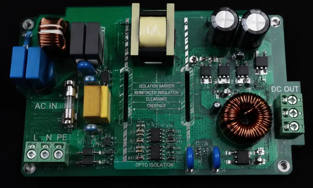 PCB with IEC 61851 safety isolation design for EV charging