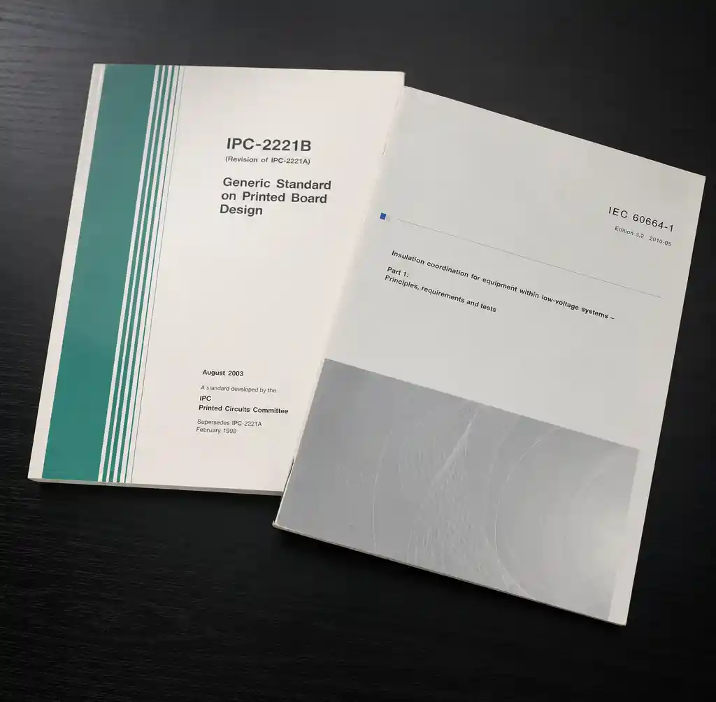 IPC-2221 and IEC 60664-1 standards documentation for high voltage PCB spacing requirements