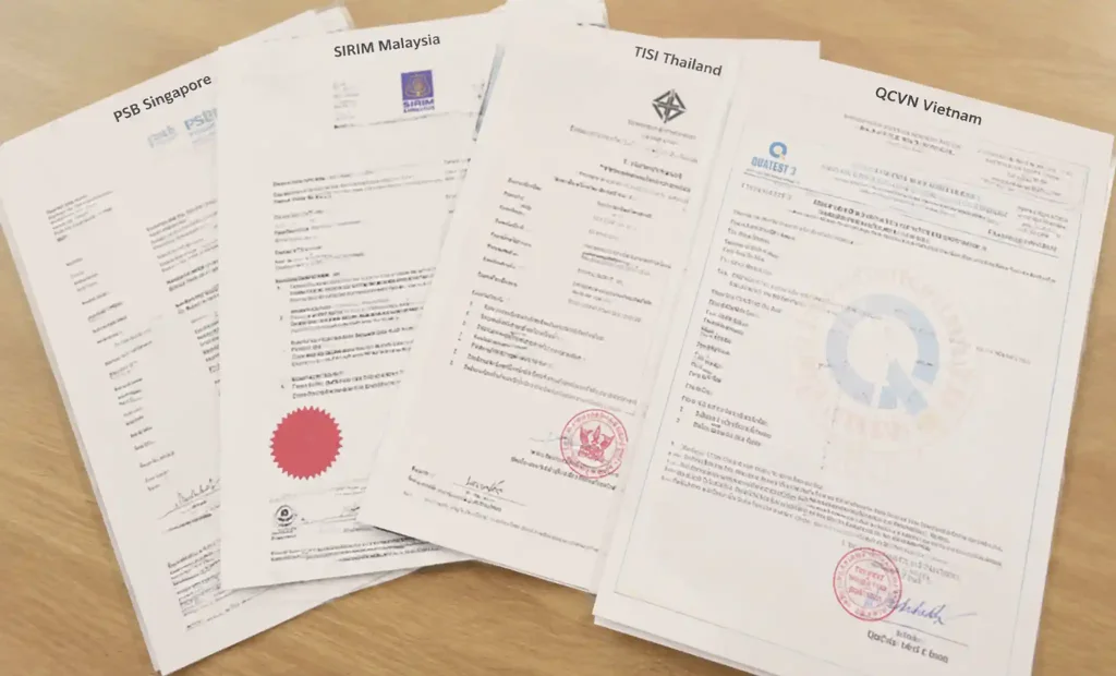 PCB certification documents and compliance paperwork for Singapore Malaysia Thailand Vietnam import requirements
