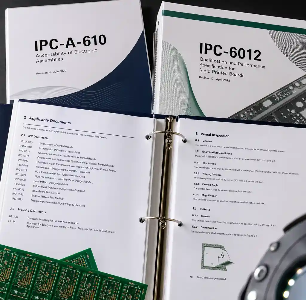 IPC quality standards certification documentation for PCB manufacturing