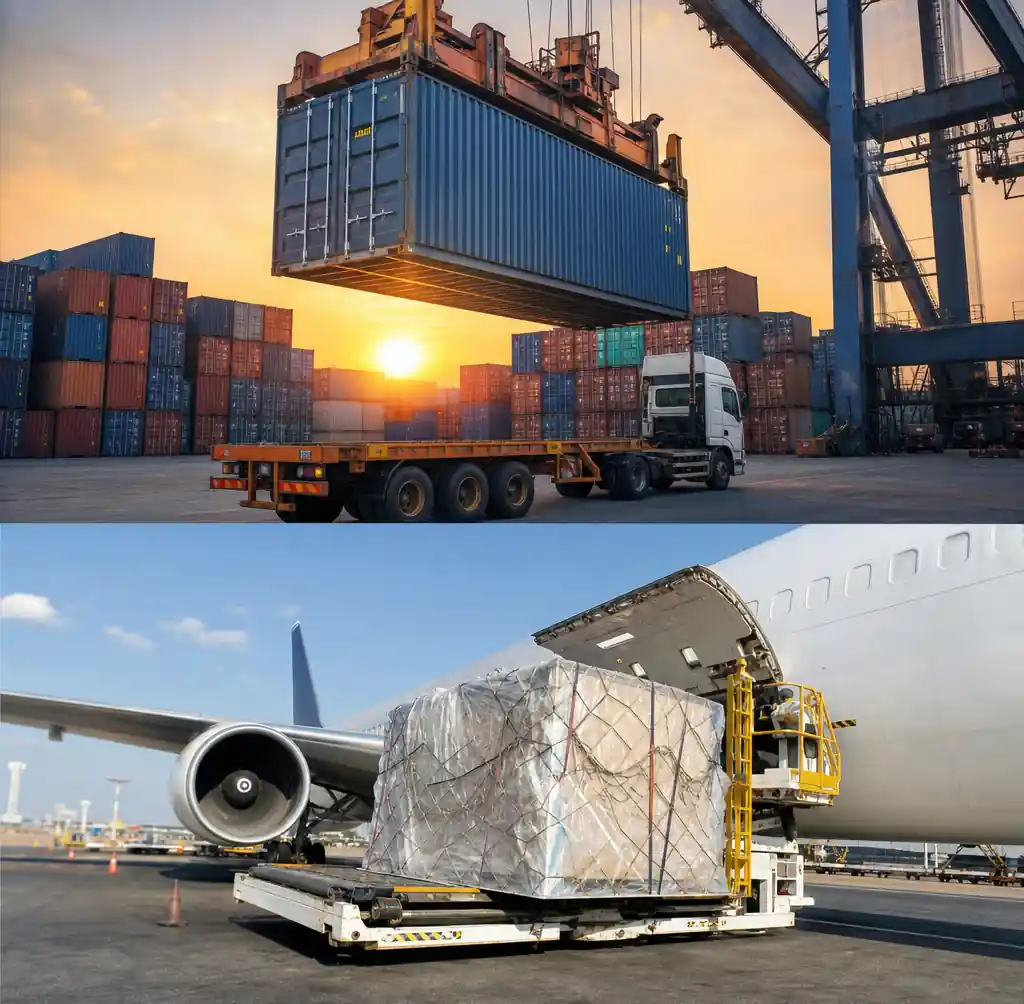 Sea freight containers and air freight cargo aircraft for PCB shipping from China to Africa
