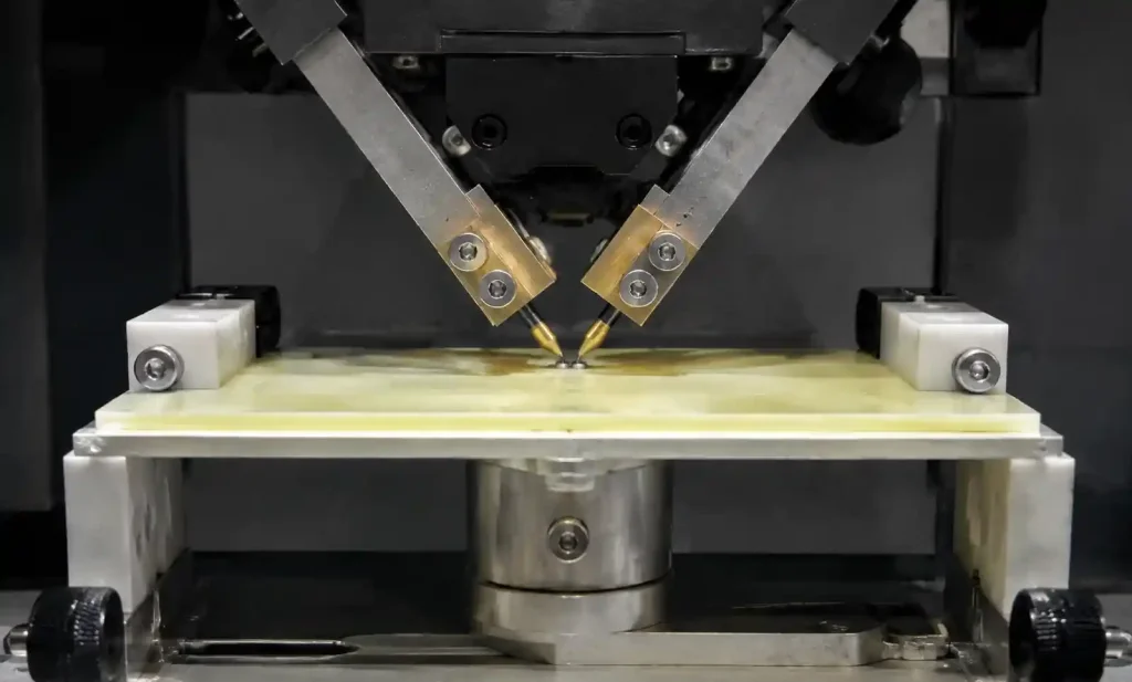 CTI testing equipment measuring PCB material tracking resistance for high voltage applications