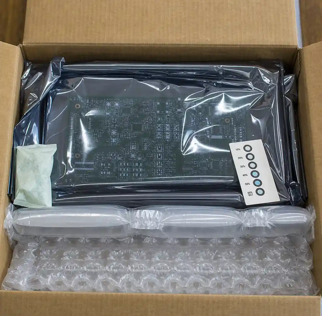 PCB moisture barrier packaging with vacuum-sealed bags and desiccant packs for African shipments