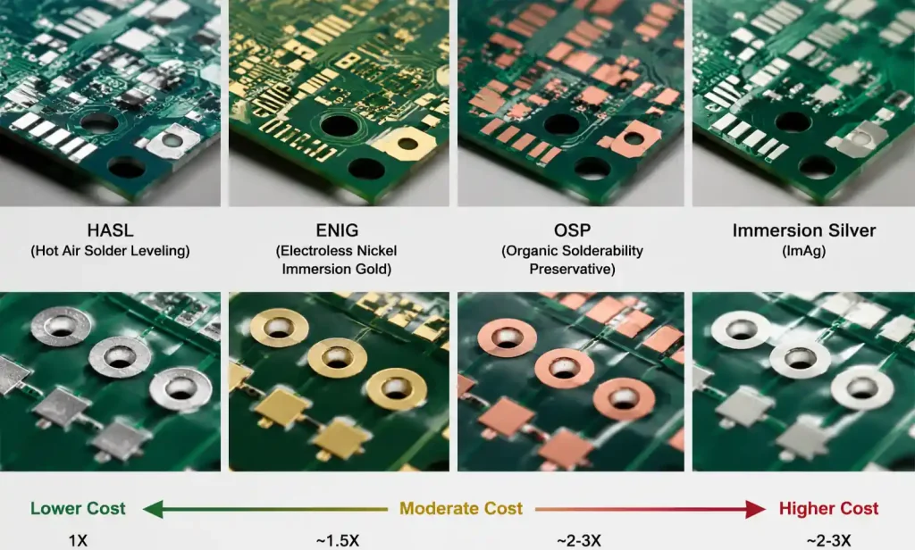 PCB surface finish options: HASL, ENIG, OSP comparison