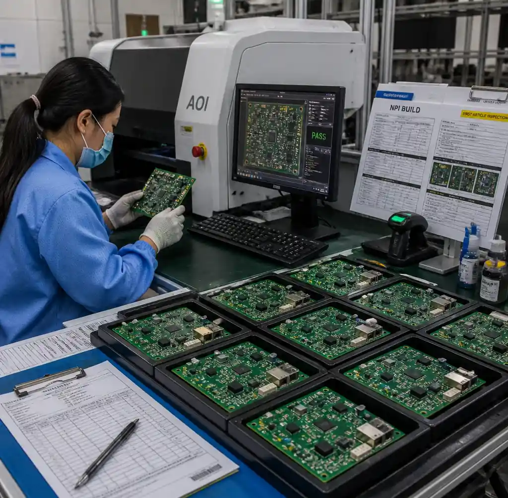 NPI pilot production run showing low volume manufacturing process