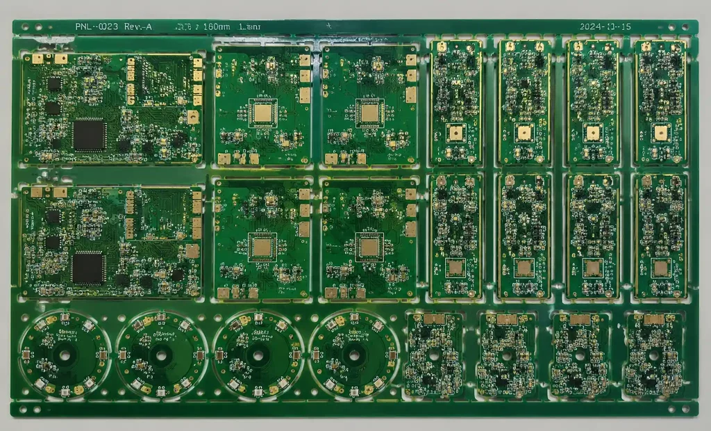 PCB panelization showing optimized board layout for cost efficiency