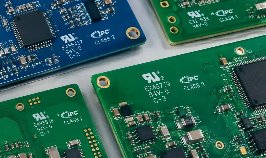 UL and IPC certification marks on printed circuit boards for North American market compliance