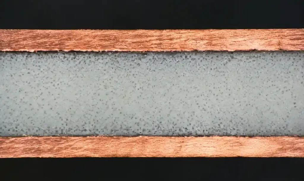 Rogers high-frequency PCB material cross-section showing dielectric layers and copper