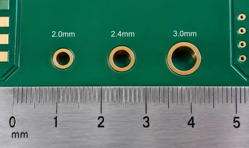 Comparison of 2.0mm, 2.4mm, and 3.0mm tooling hole sizes on PCB