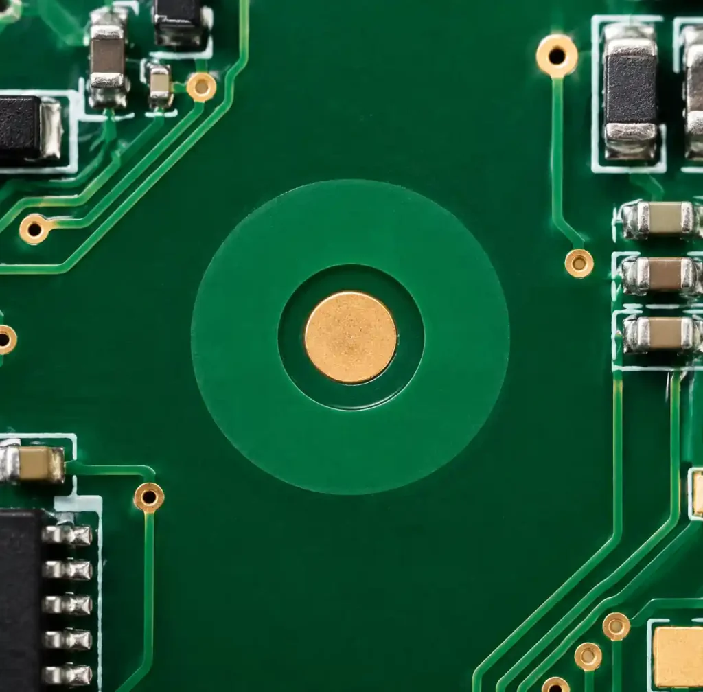 Fiducial mark with visible keepout zone and clearance measurements