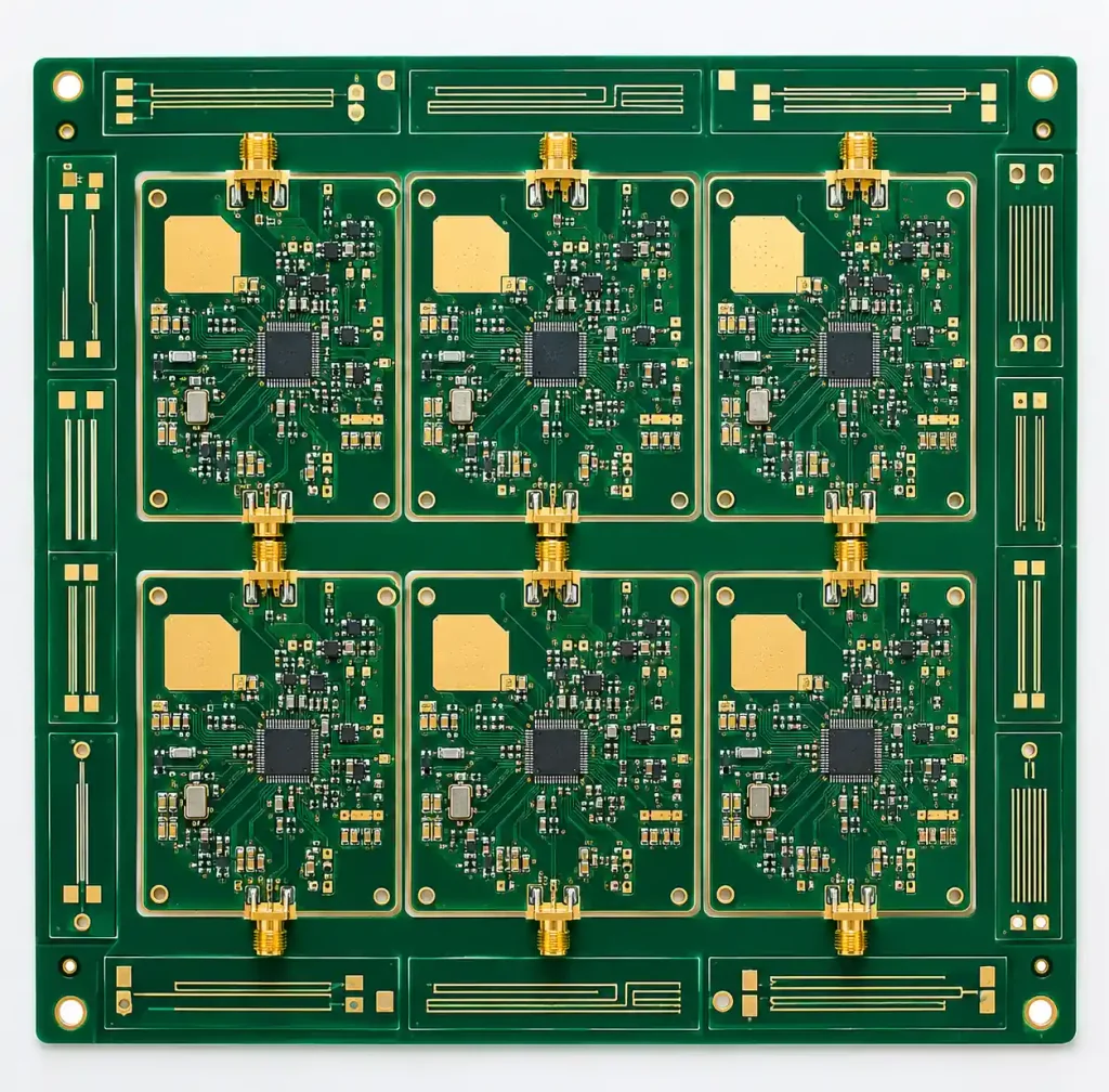 PCB manufacturing panel with impedance test coupons