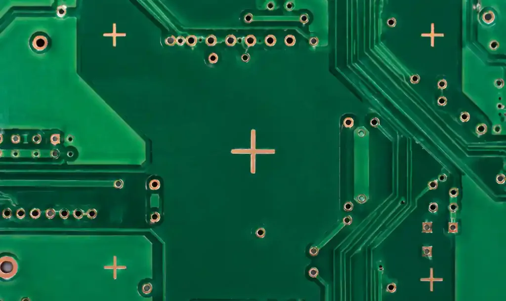 PCB registration targets and fiducial marks for optical alignment system