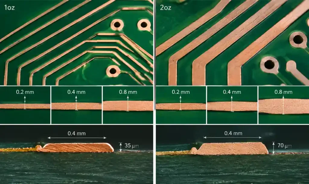 PCB trace width and copper weight impact on current carrying capacity