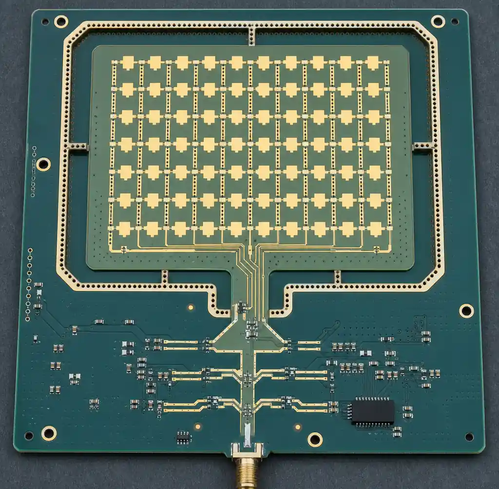 Automotive radar PCB antenna array with cavity-backed patch design