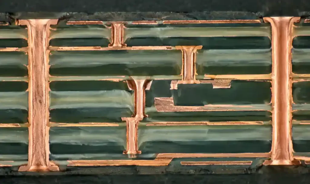 HDI PCB cross-section showing microvia and blind via structures for high-density routing