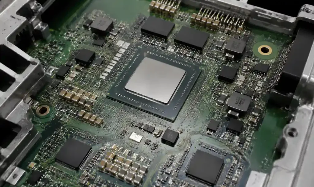 ADAS sensor fusion processor PCB section with power delivery network