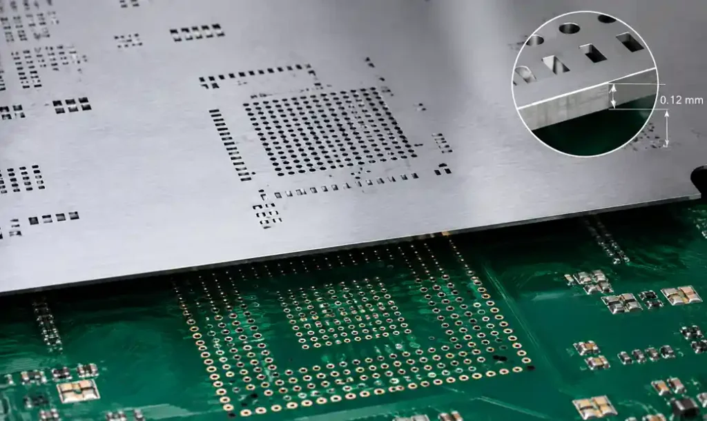 SMT stencil aperture design for BGA via in pad assembly