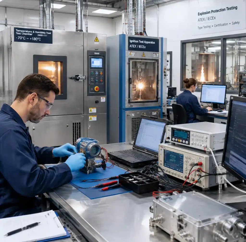 ATEX IECEx certification testing equipment and laboratory for explosion protection verification
